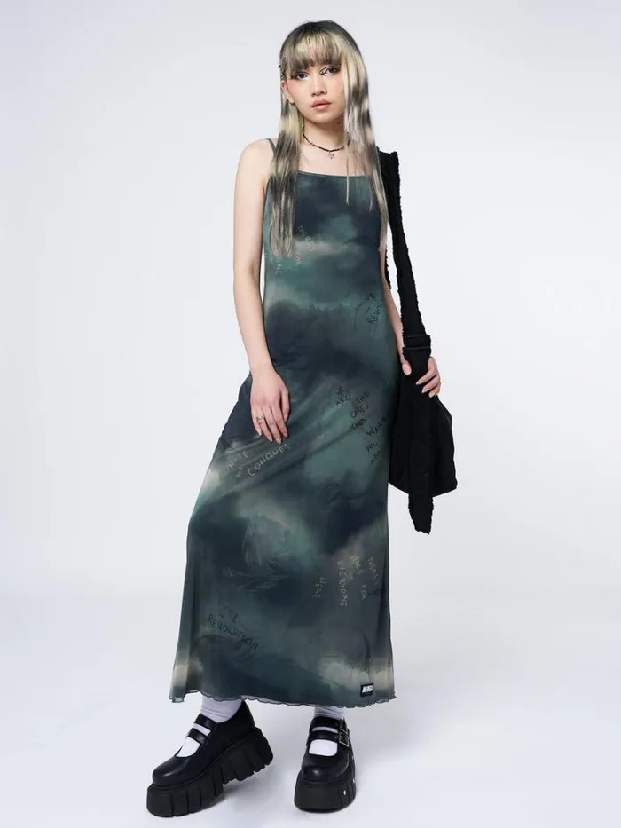 Clothing Minga London Dresses Eden Green Mesh Maxi Dress