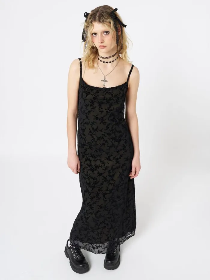 Clothing Minga London Dresses Titania Black Mesh Maxi Dress