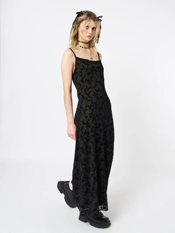 Clothing Minga London Dresses Titania Black Mesh Maxi Dress
