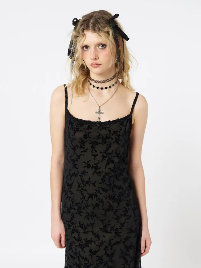 Clothing Minga London Dresses Titania Black Mesh Maxi Dress