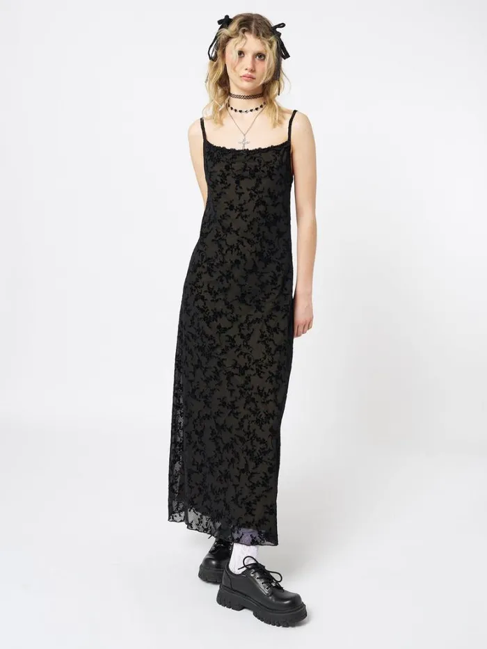 Clothing Minga London Dresses Titania Black Mesh Maxi Dress