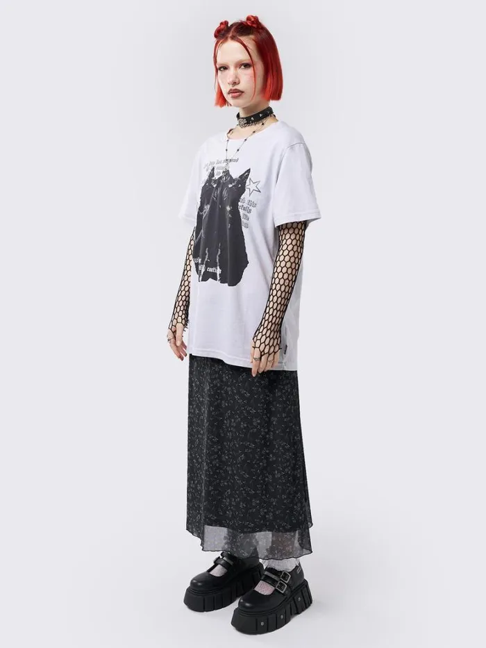 Clothing Minga London Graphic Tees Cautious Kitty Graphic Tshirt