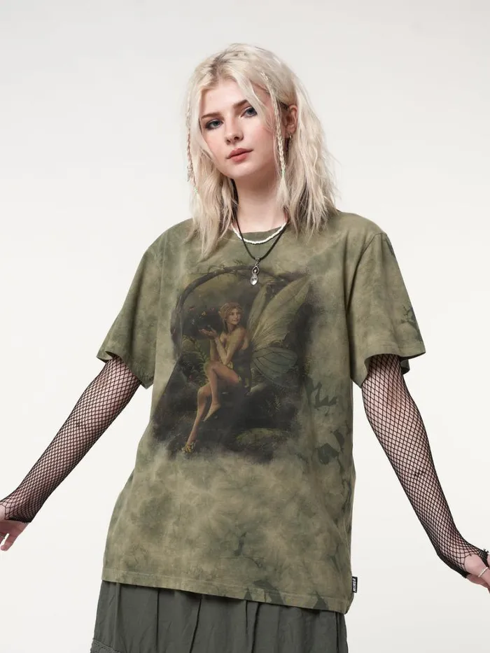 Clothing Minga London Graphic Tees Forest Fairy Tie Dye Tshirt