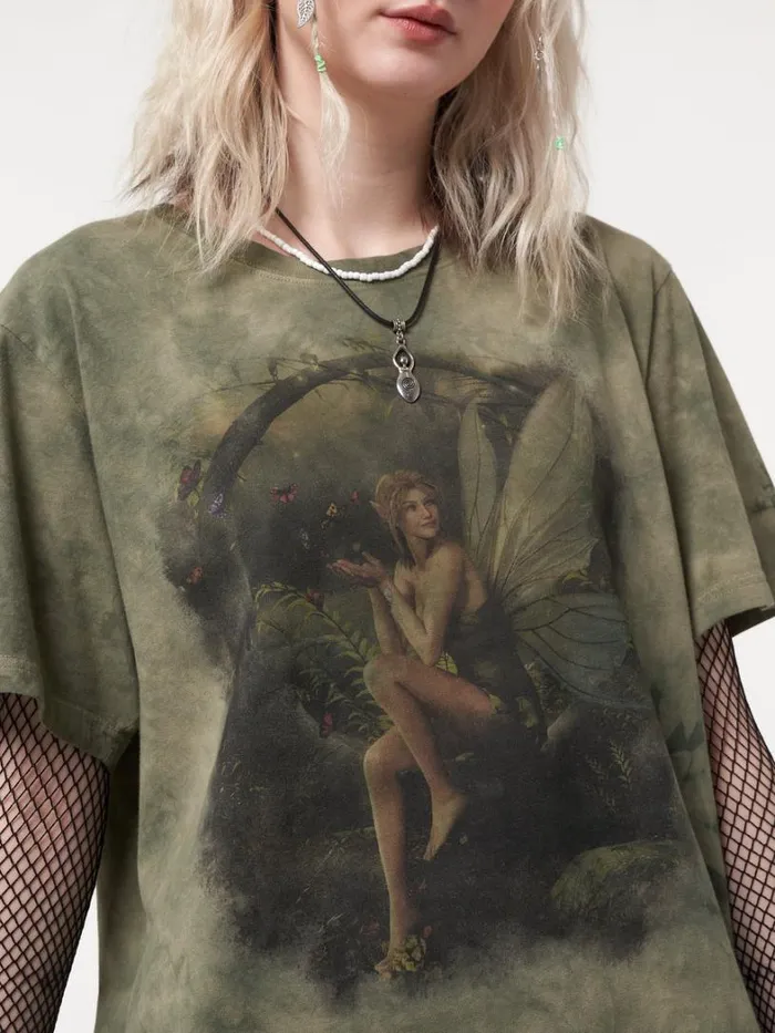 Clothing Minga London Graphic Tees Forest Fairy Tie Dye Tshirt