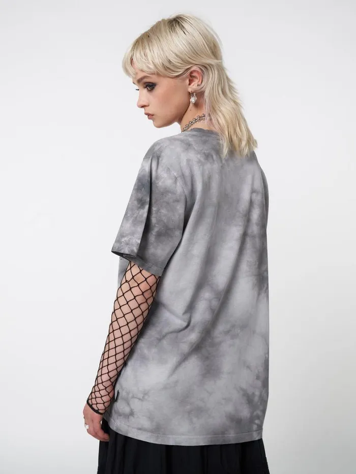 Clothing Minga London Graphic Tees Fortune Wings Grey Tie Dye TShirt