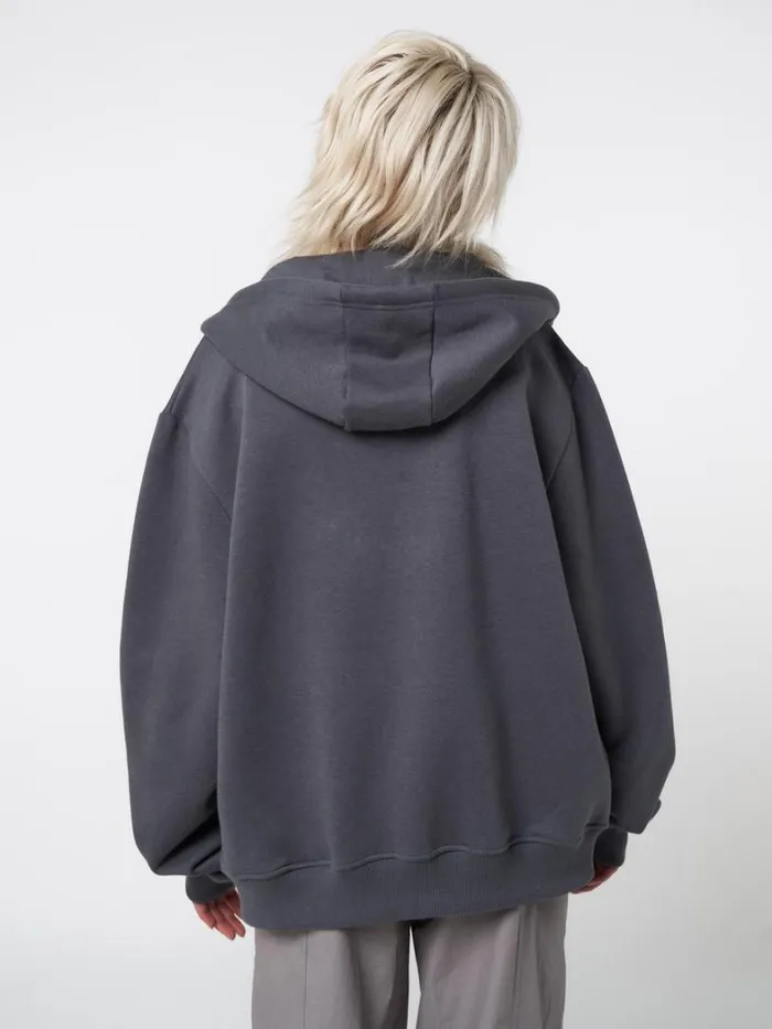 Clothing Minga London Jackets Billie Patch Prints Oversized Zip Up Hoodie