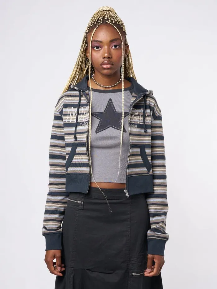 Clothing Minga London Jackets Deba Striped Zip Up Hoodie