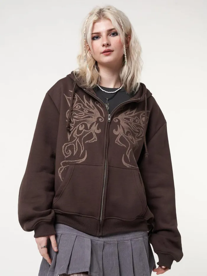 Clothing Minga London Jackets Fairy Wings Zip Up Hoodie