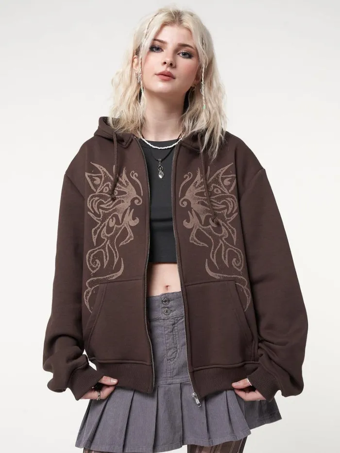 Clothing Minga London Jackets Fairy Wings Zip Up Hoodie