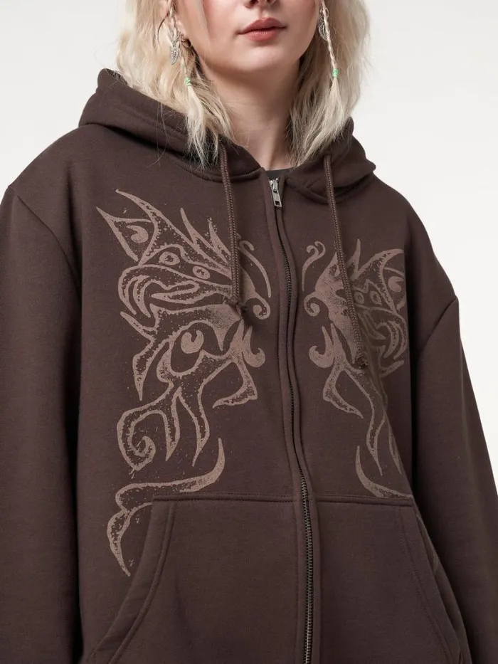 Clothing Minga London Jackets Fairy Wings Zip Up Hoodie