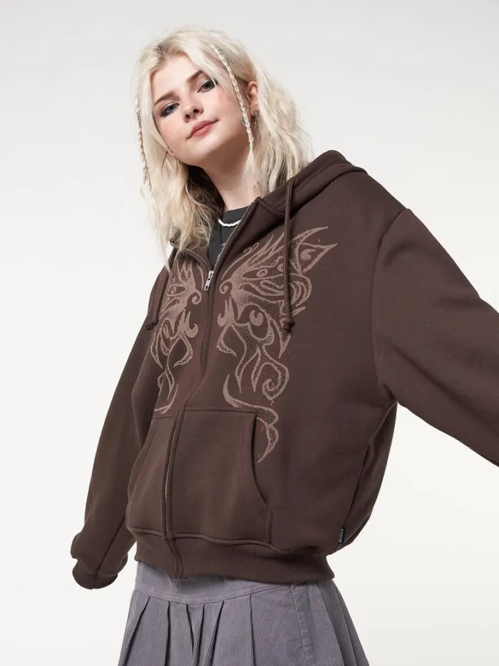 Clothing Minga London Jackets Fairy Wings Zip Up Hoodie