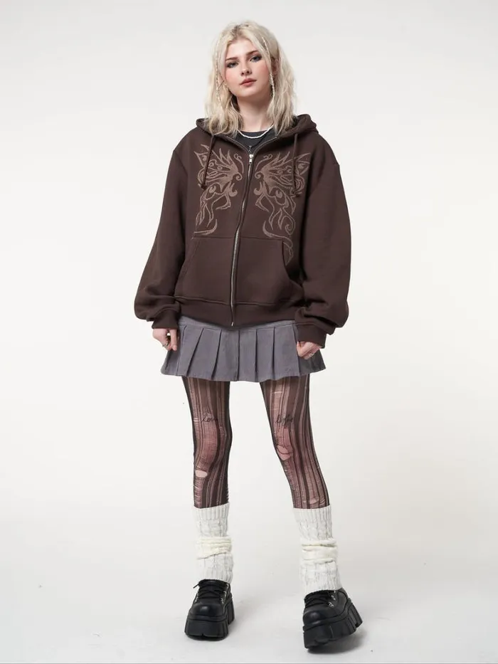 Clothing Minga London Jackets Fairy Wings Zip Up Hoodie