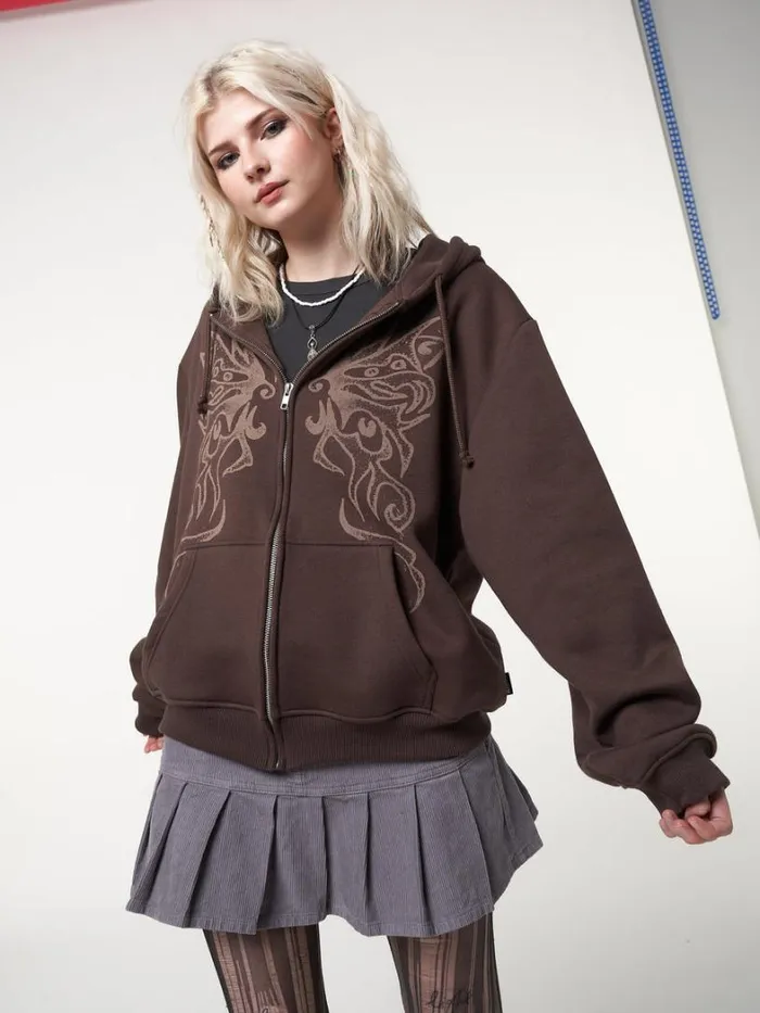Clothing Minga London Jackets Fairy Wings Zip Up Hoodie