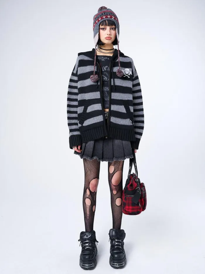 Clothing Minga London Jackets Hazardous Oversized Knitted ZipUp Hoodie