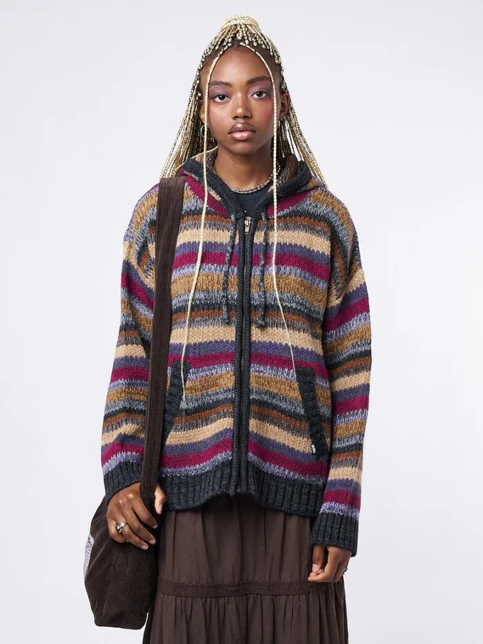 Clothing Minga London Jackets Lily Oversized Knitted ZipUp Hoodie