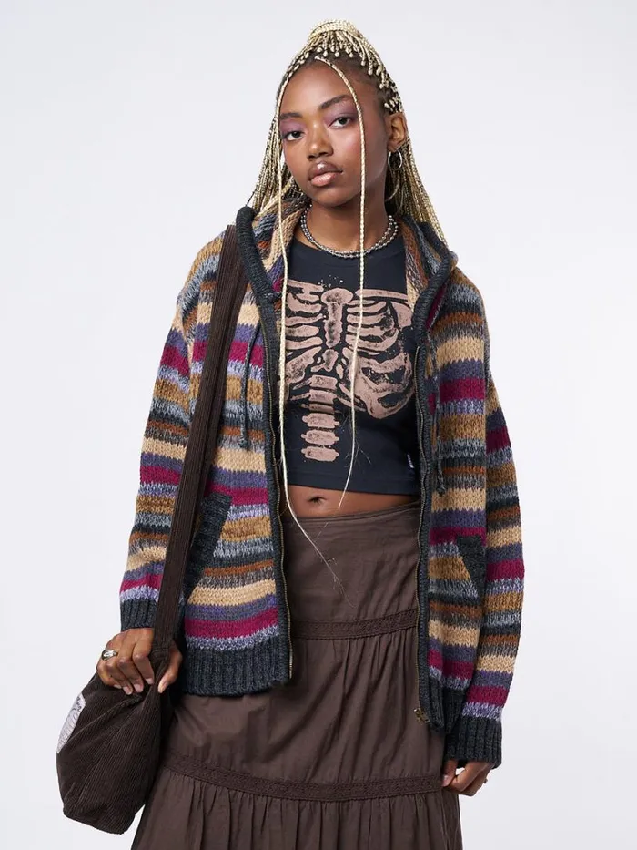Clothing Minga London Jackets Lily Oversized Knitted ZipUp Hoodie