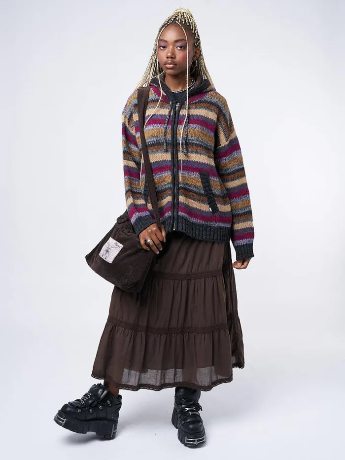 Clothing Minga London Jackets Lily Oversized Knitted ZipUp Hoodie
