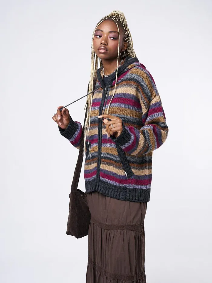 Clothing Minga London Jackets Lily Oversized Knitted ZipUp Hoodie