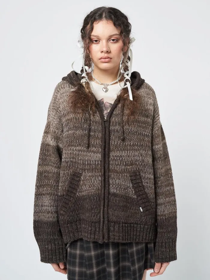 Clothing Minga London Jackets Oyster Zip Up Hood Knit Cardigan