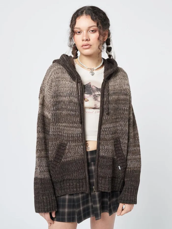 Clothing Minga London Jackets Oyster Zip Up Hood Knit Cardigan