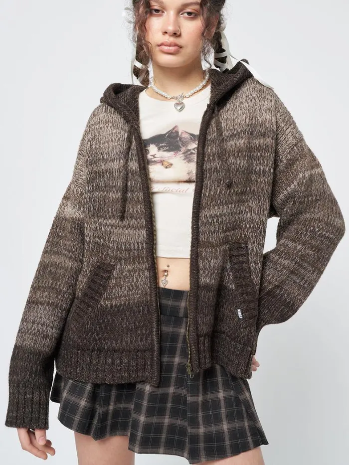 Clothing Minga London Jackets Oyster Zip Up Hood Knit Cardigan