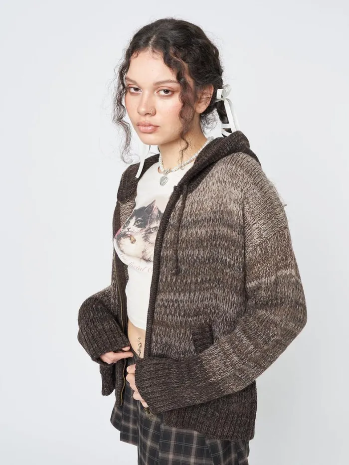 Clothing Minga London Jackets Oyster Zip Up Hood Knit Cardigan