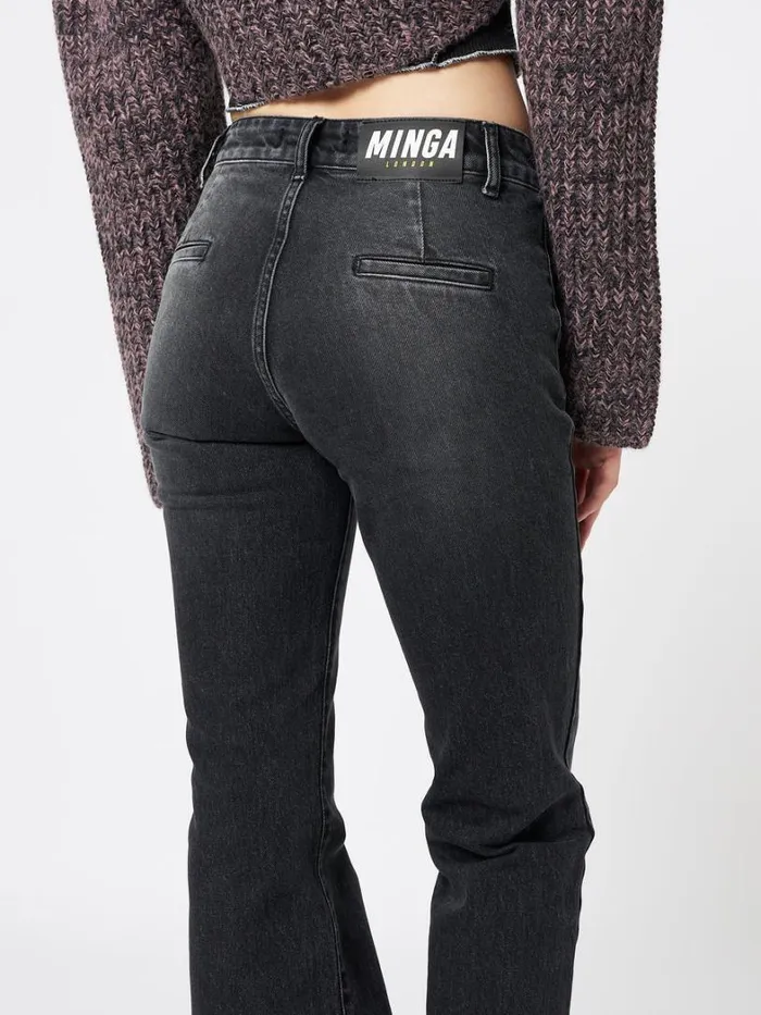 Clothing Minga London Jeans Jade Black Front Pocket Flare Jeans