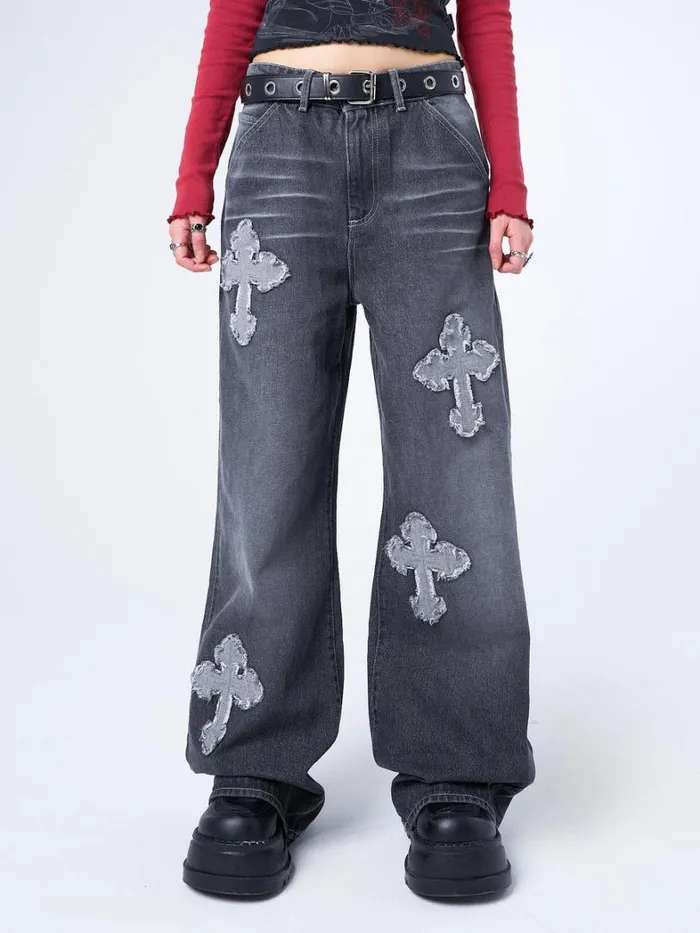 Clothing Minga London Jeans Vendetta Grey Washed Cross Jeans