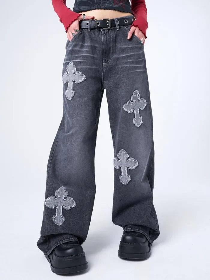 Clothing Minga London Jeans Vendetta Grey Washed Cross Jeans