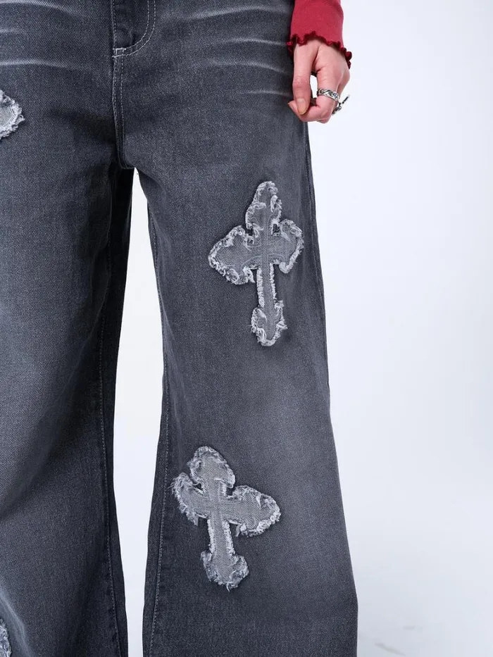 Clothing Minga London Jeans Vendetta Grey Washed Cross Jeans