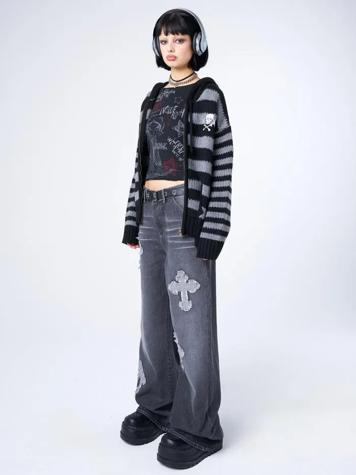 Clothing Minga London Jeans Vendetta Grey Washed Cross Jeans