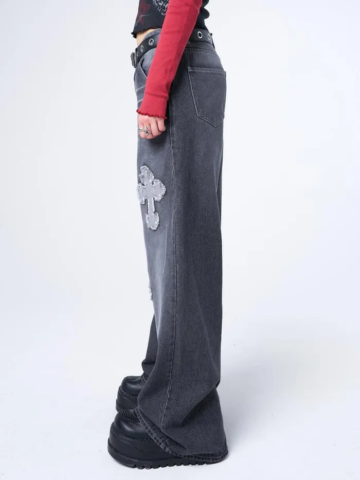 Clothing Minga London Jeans Vendetta Grey Washed Cross Jeans