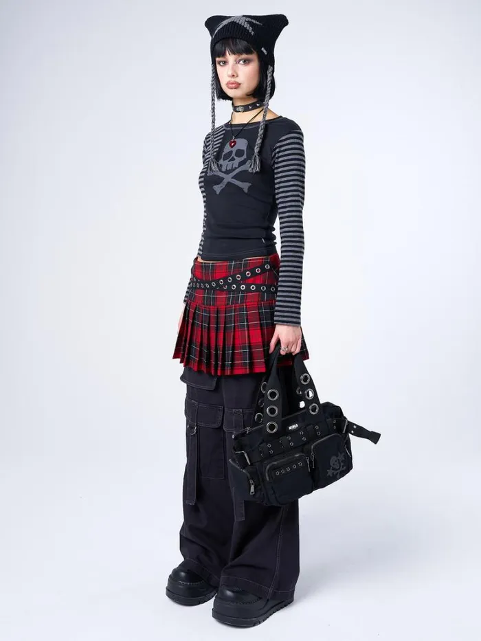 Clothing Minga London Long Sleeve Tops Avril Grey Skull Striped Top