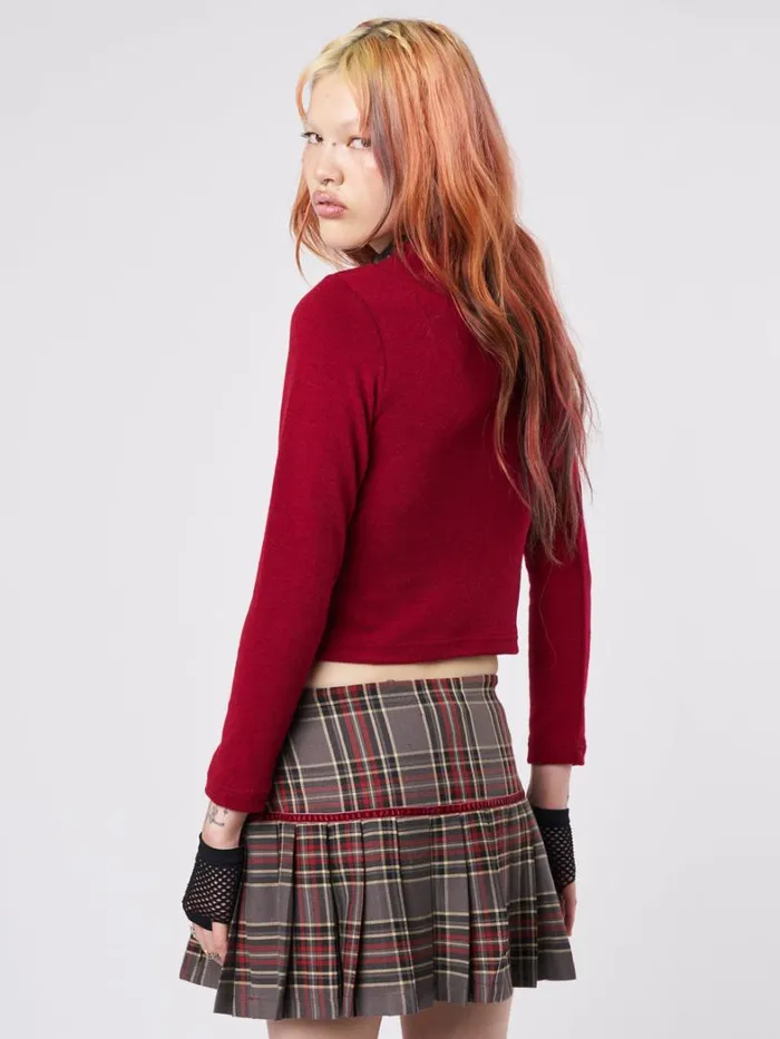 Clothing Minga London Long Sleeve Tops Curious Cat Red Graphic Top