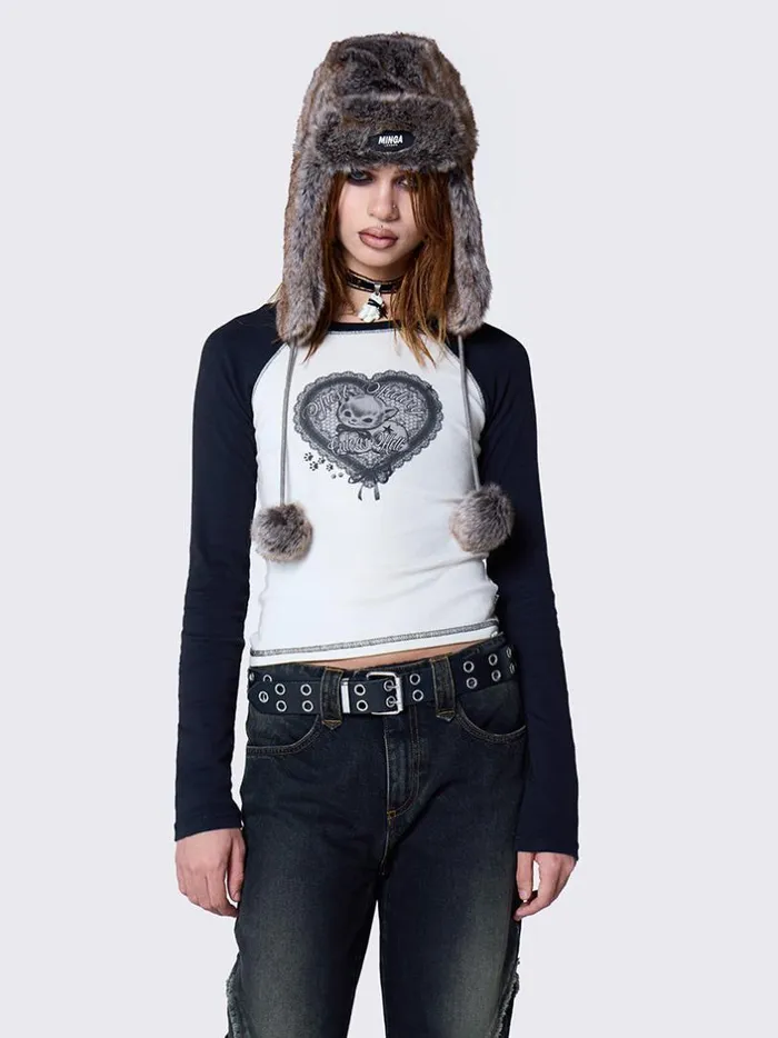 Clothing Minga London Long Sleeve Tops Cute As Hell Graphic Raglan Top