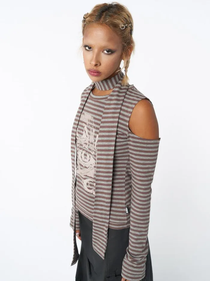 Clothing Minga London Long Sleeve Tops Don Panic Striped Top and Scarf Set