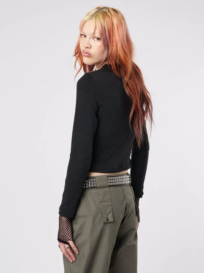 Clothing Minga London Long Sleeve Tops Kitty Kingdom Black Graphic Top