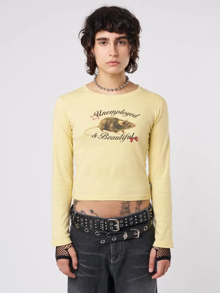 Clothing Minga London Long Sleeve Tops Unemployed and Beautiful Mouse Graphic Top