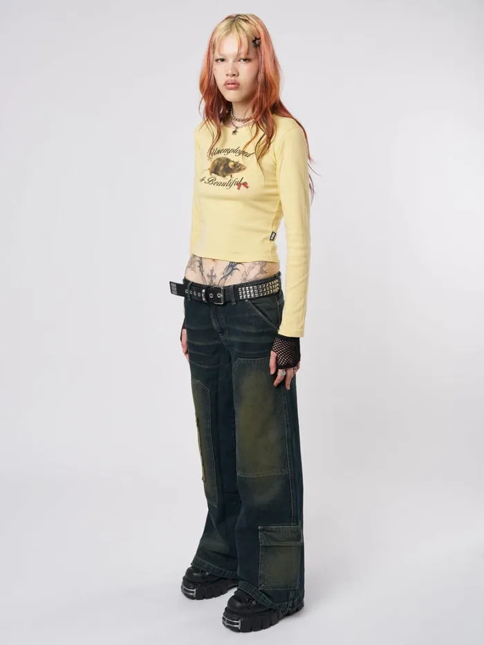 Clothing Minga London Long Sleeve Tops Unemployed and Beautiful Mouse Graphic Top