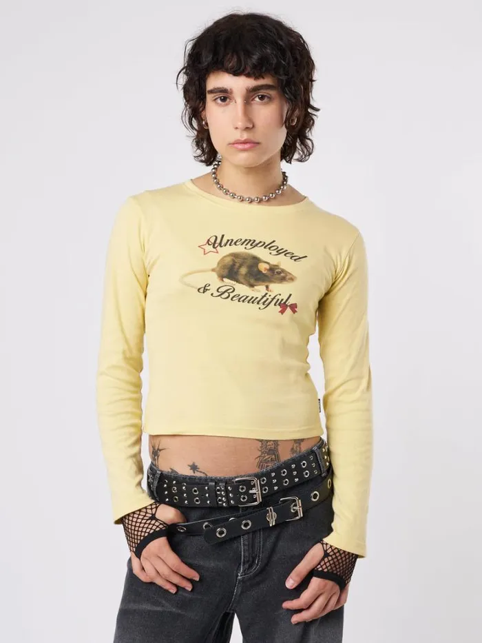 Clothing Minga London Long Sleeve Tops Unemployed and Beautiful Mouse Graphic Top