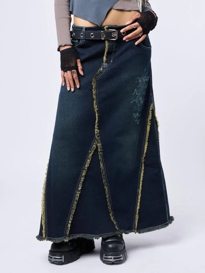 Clothing Minga London Skirts Alexis Lined Denim Maxi Skirt