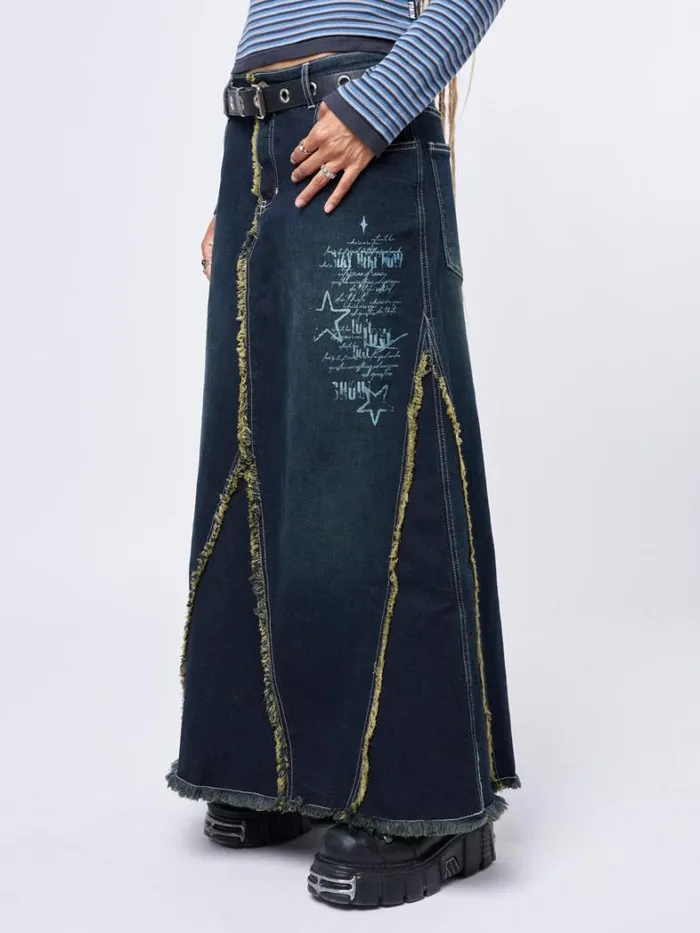 Clothing Minga London Skirts Alexis Lined Denim Maxi Skirt