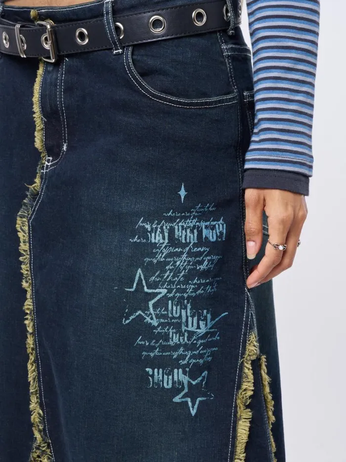 Clothing Minga London Skirts Alexis Lined Denim Maxi Skirt