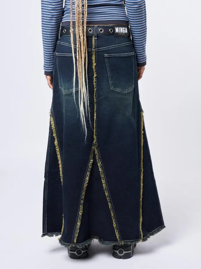Clothing Minga London Skirts Alexis Lined Denim Maxi Skirt