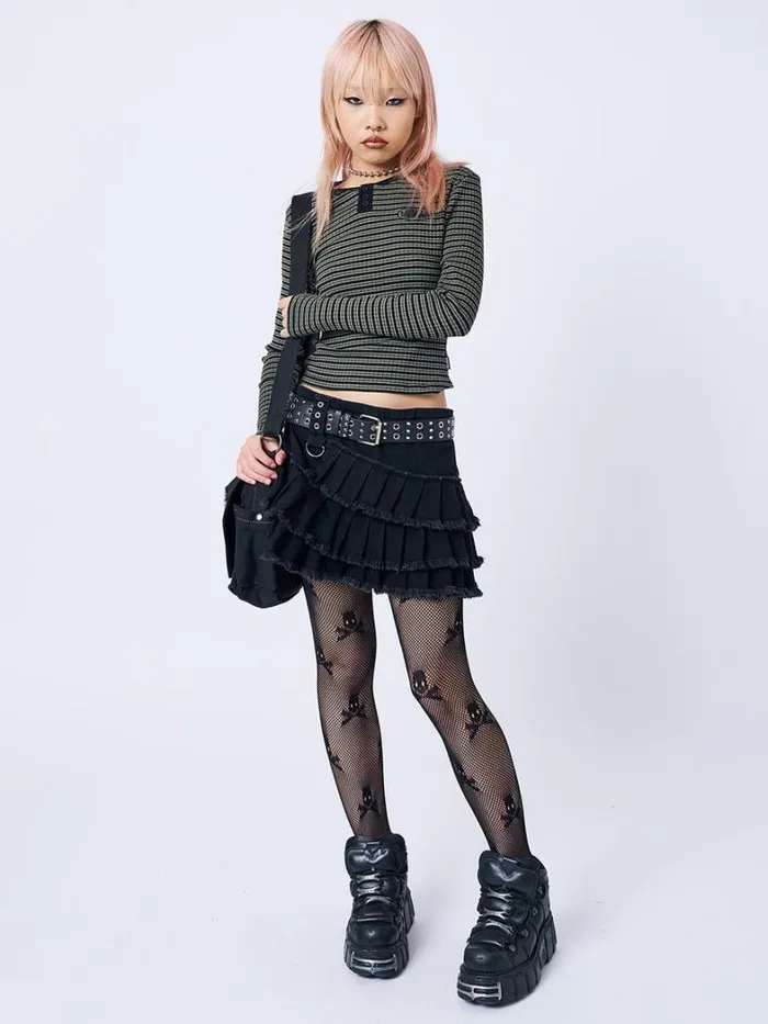 Clothing Minga London Skirts Azelia Black Pleated Mini Skirt