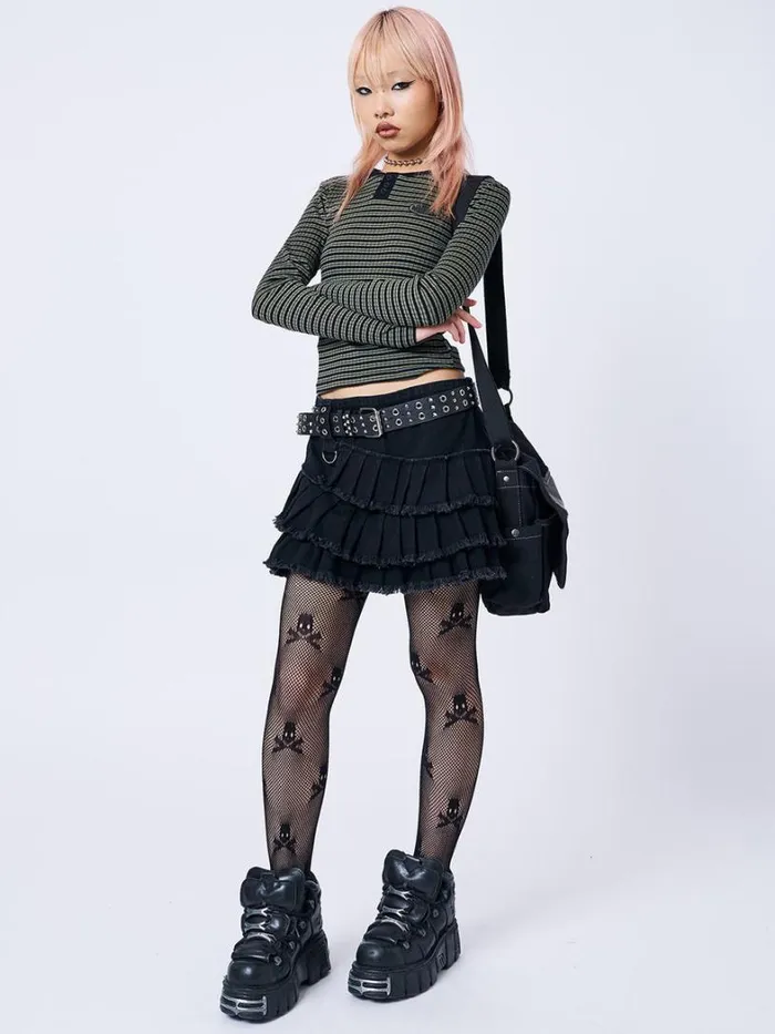 Clothing Minga London Skirts Azelia Black Pleated Mini Skirt