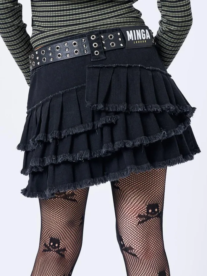 Clothing Minga London Skirts Azelia Black Pleated Mini Skirt