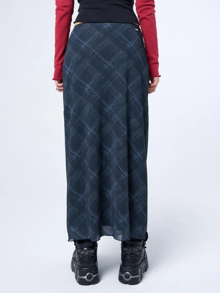 Clothing Minga London Skirts Erika Black Checked Mesh Maxi Skirt