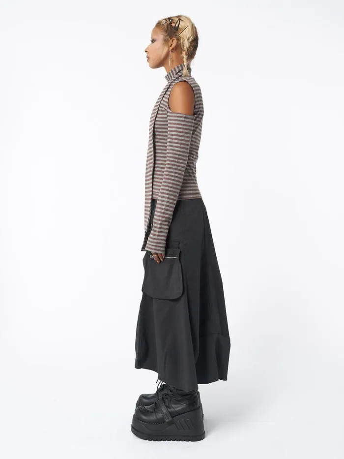 Clothing Minga London Skirts Lexi Black Tech Cargo Maxi Skirt