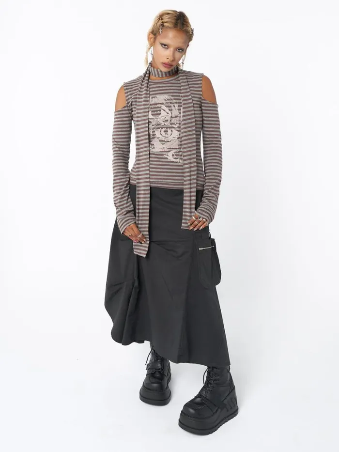 Clothing Minga London Skirts Lexi Black Tech Cargo Maxi Skirt